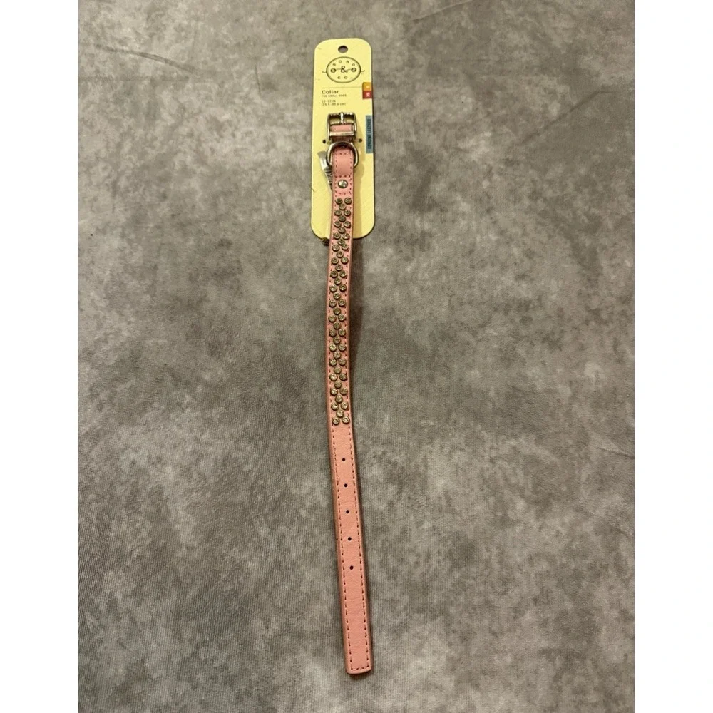 Bon Ton Pink Faux Leather Studded Adjustable Cat Collar w/ Buckle